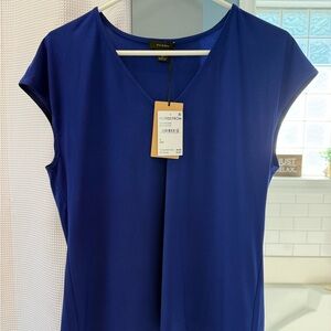 Halogen Cap Sleeve Blue Blouse